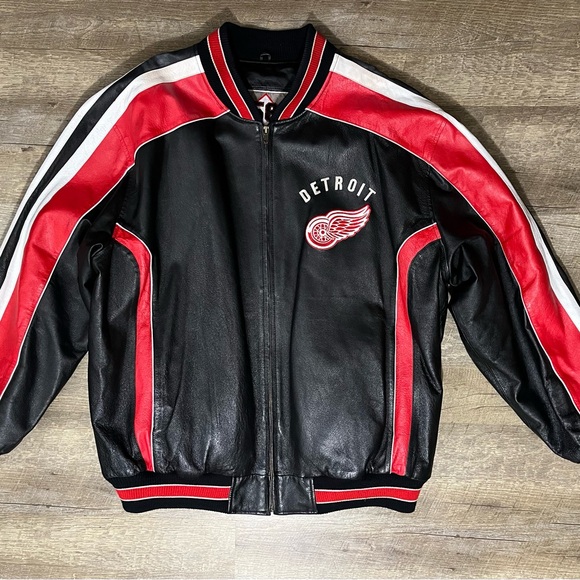 Detroit Red Wings Vintage 90s Leather Varsity Jacket NHL Hockey